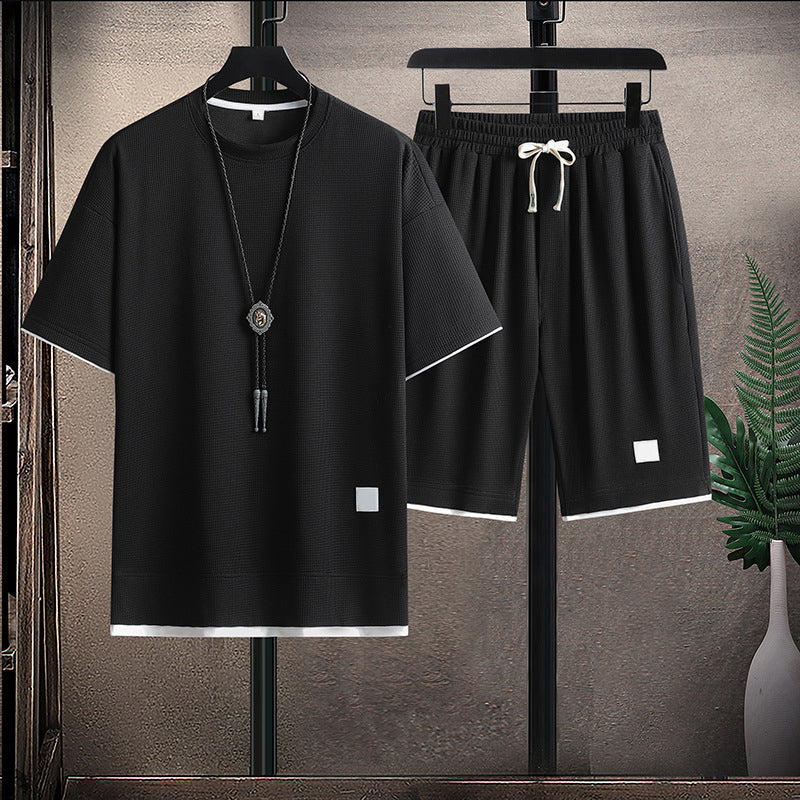 Dylan - Men’s Casual Ribbed T-Shirt and Shorts Set