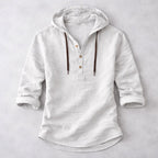 Eithan - Cotton Linen Henley Hoodie Shirt