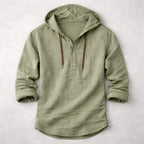 Eithan - Cotton Linen Henley Hoodie Shirt