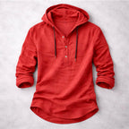 Eithan - Cotton Linen Henley Hoodie Shirt