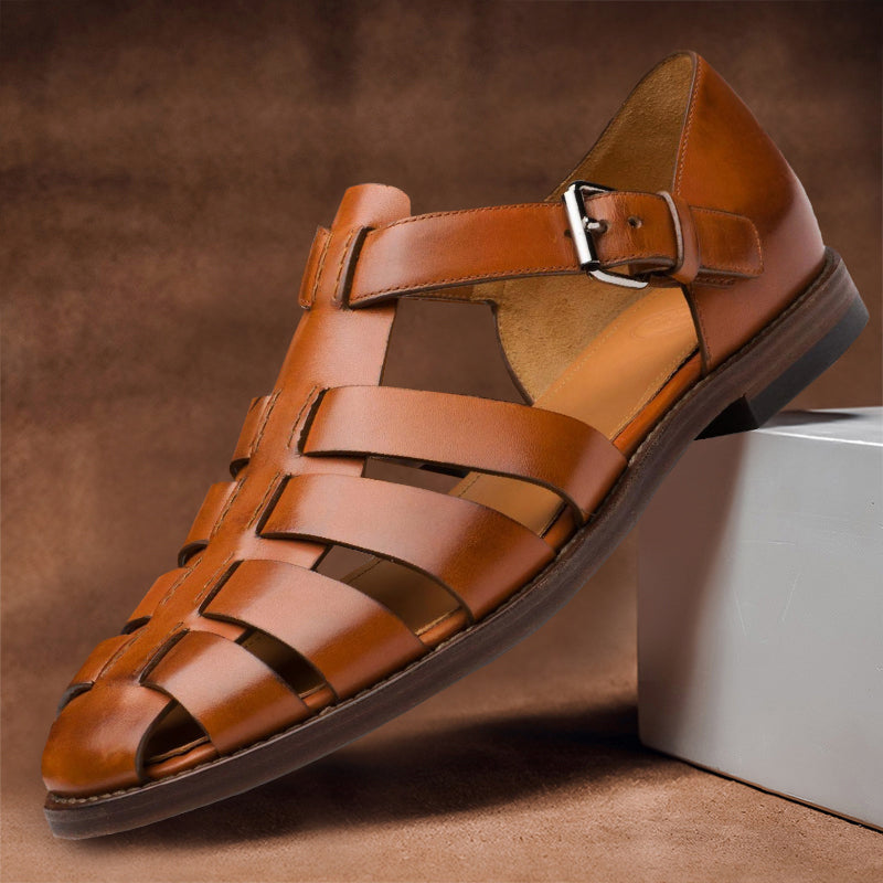 Elias - Men’s Fisherman Leather T-Strap Sandals