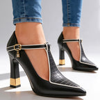 Elizabeth - Women’s Chic Block Heel T-Strap Shoes
