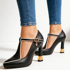 Elizabeth - Women’s Chic Block Heel T-Strap Shoes