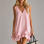 Elodie - Women's Sleeveless Ruffle Hem Mini Dress