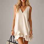 Elodie - Women's Sleeveless Ruffle Hem Mini Dress