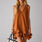 Elodie - Women's Sleeveless Ruffle Hem Mini Dress