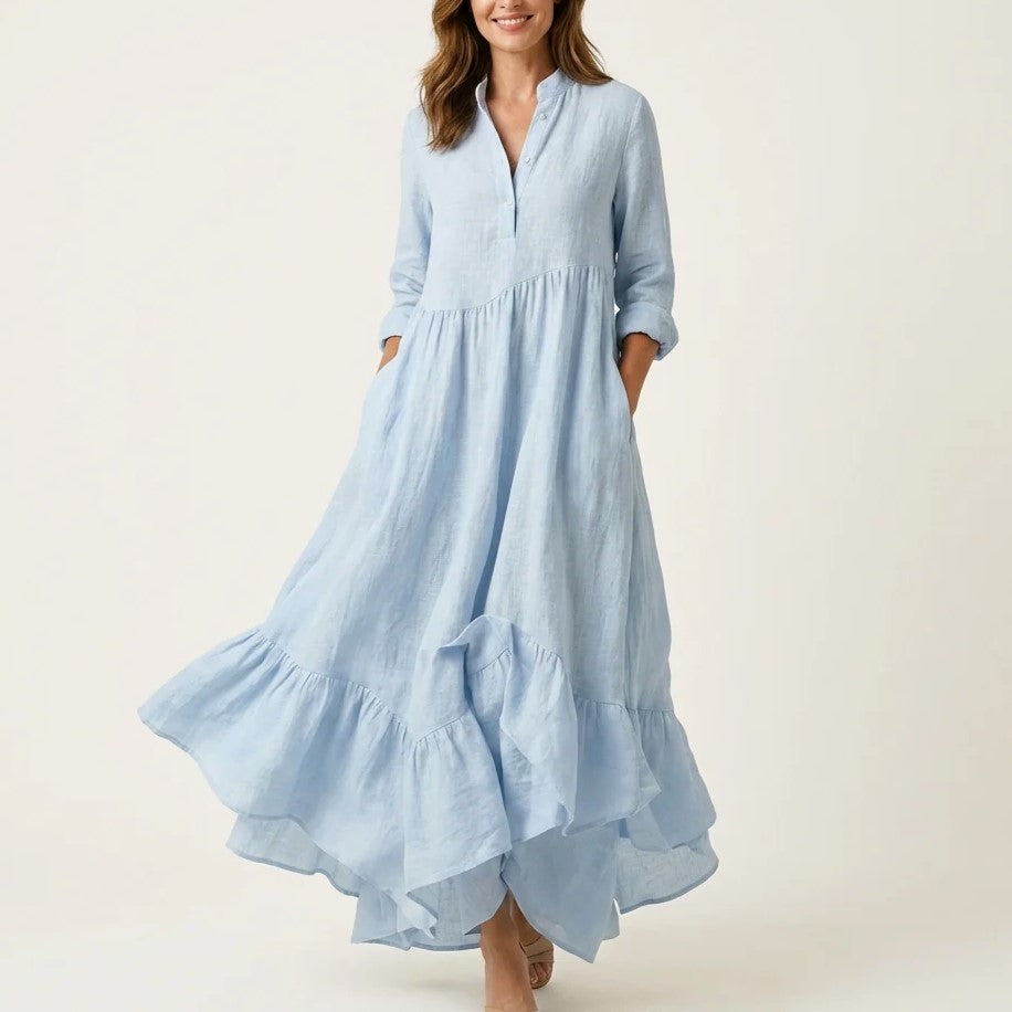Elowen - Women's Boho Flowy Maxi Dress with Pockets