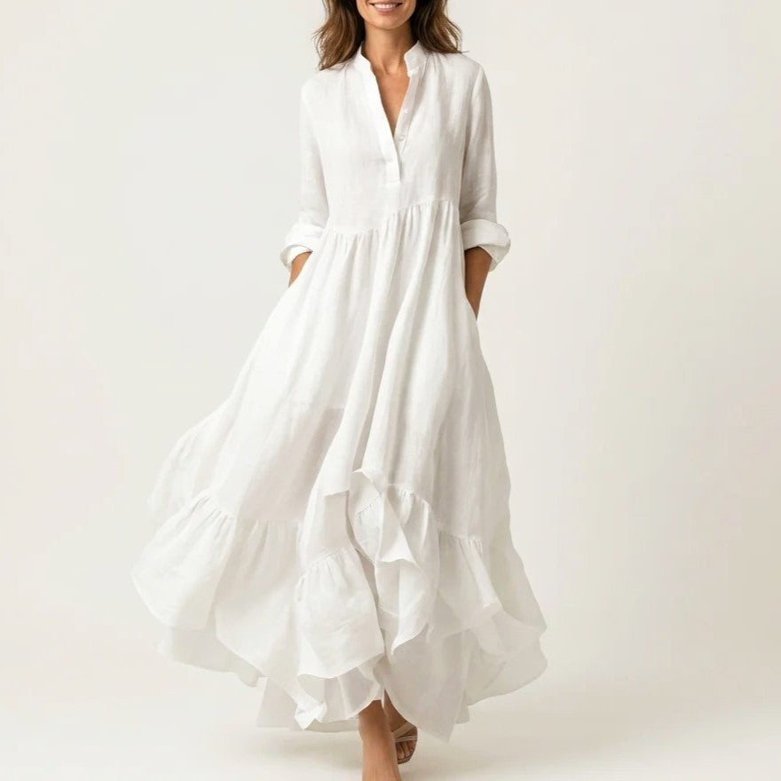 Elowen - Women's Boho Flowy Maxi Dress with Pockets