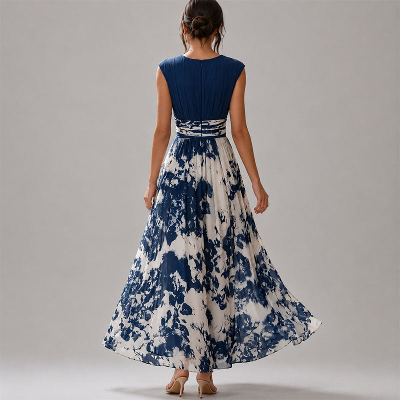 Emberly - Women's Printed V-Neck Midi Dress