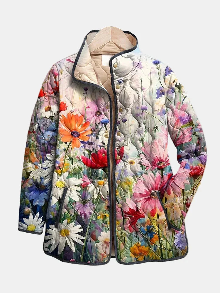 Emely - Women's Floral Print Quilted Jacket
