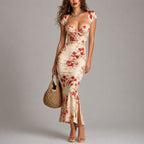 Emerson - Women's Floral Ruched Bodycon Midi Dress