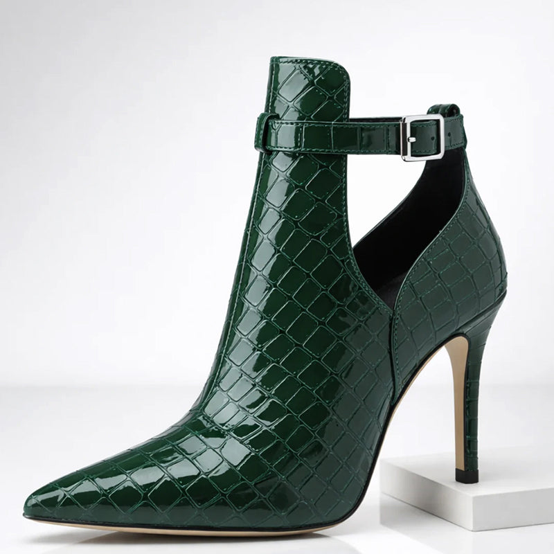 Emma - Women’s Pointed Toe Croc Pattern Heels