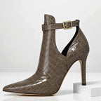 Emma - Women’s Pointed Toe Croc Pattern Heels