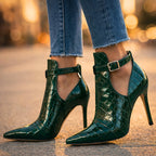 Emma - Women’s Pointed Toe Croc Pattern Heels