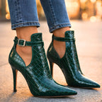 Emma - Women’s Pointed Toe Croc Pattern Heels