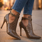 Emma - Women’s Pointed Toe Croc Pattern Heels