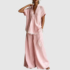 Emma - Women’s Relaxed Lace Trim Linen-Look Set