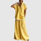 Emma - Women’s Relaxed Lace Trim Linen-Look Set