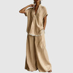 Emma - Women’s Relaxed Lace Trim Linen-Look Set