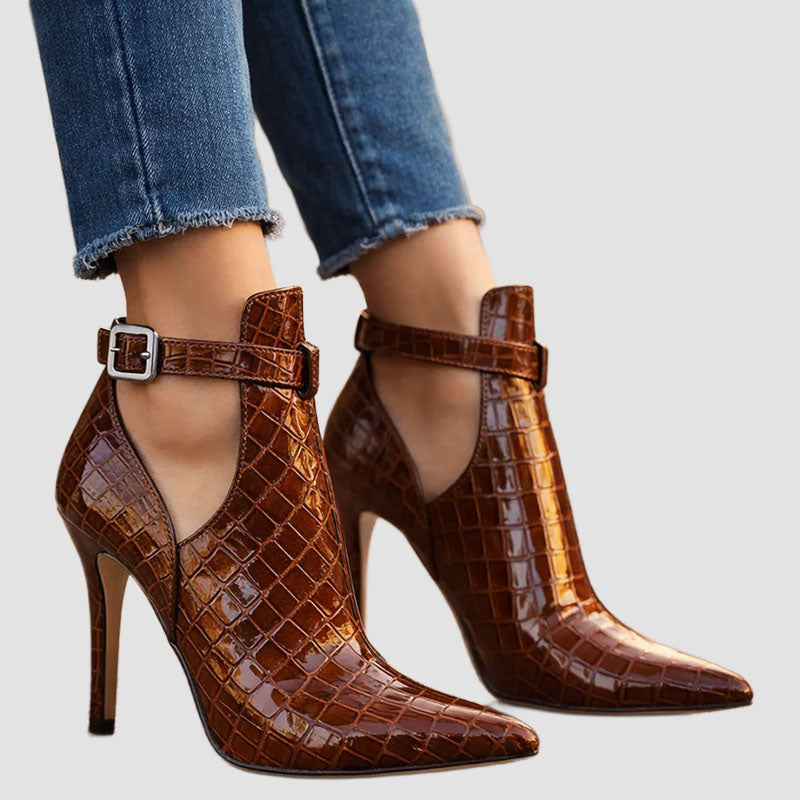 Erica - Women’s Embossed Patent Pointed Toe Heels