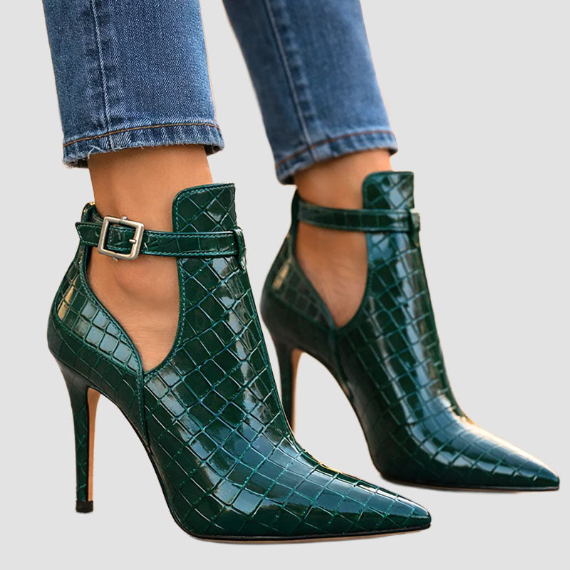 Erica - Women’s Embossed Patent Pointed Toe Heels