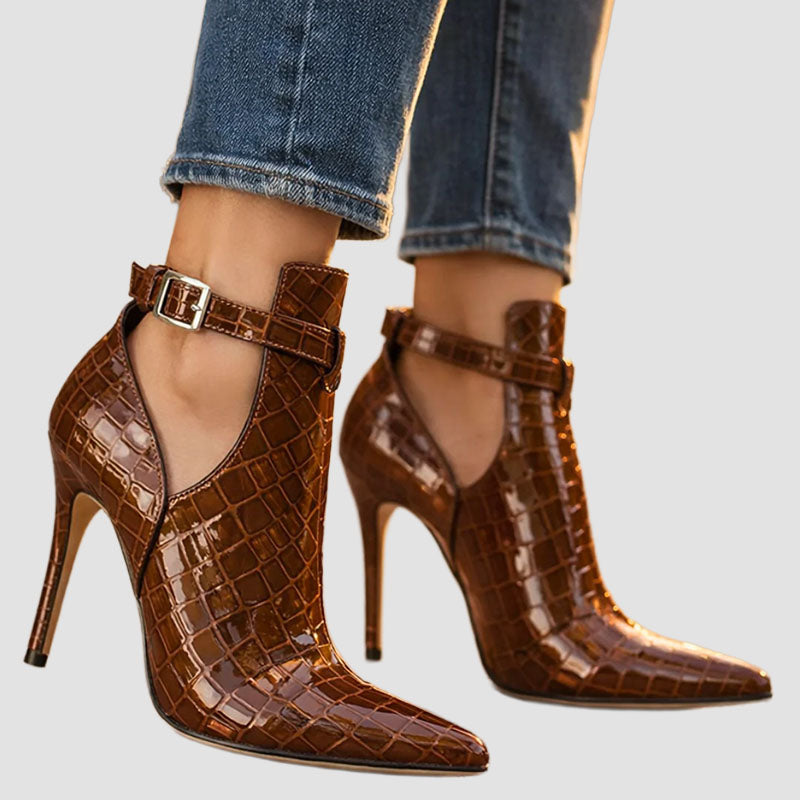 Erica - Women’s Embossed Patent Pointed Toe Heels