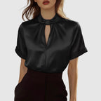 Erica - Women's Keyhole Mock Neck Blouse