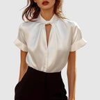 Erica - Women's Keyhole Mock Neck Blouse
