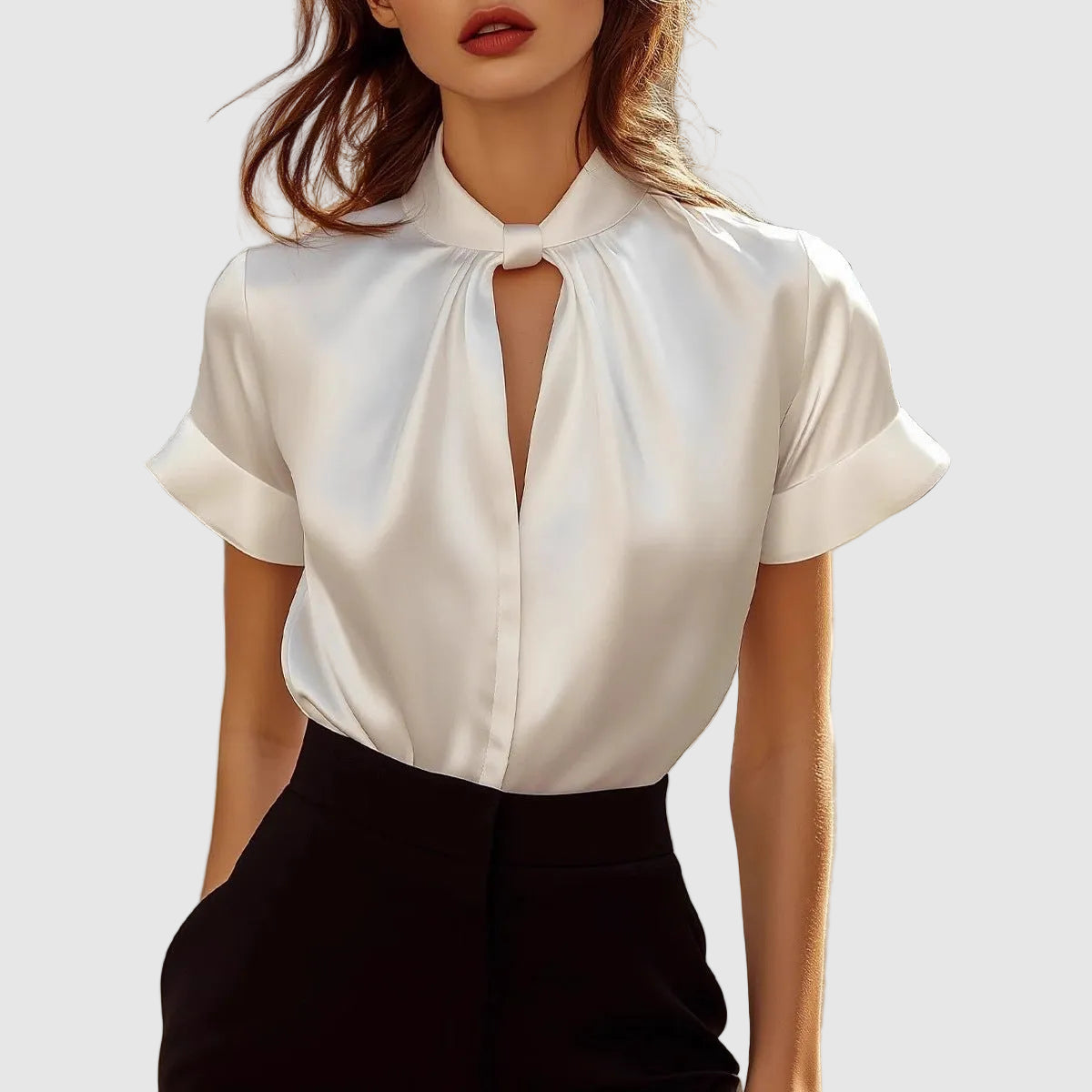 Erica - Women's Keyhole Mock Neck Blouse