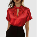 Erica - Women's Keyhole Mock Neck Blouse