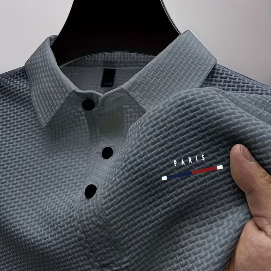 Ethan - Men's Textured Short Sleeve Polo Shirt
