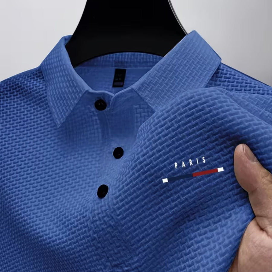Ethan - Men's Textured Short Sleeve Polo Shirt