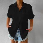 Everly - Women’s Relaxed Fit Short Sleeve Textured Blouse