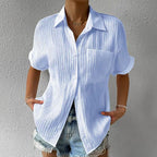 Everly - Women’s Relaxed Fit Short Sleeve Textured Blouse