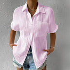 Everly - Women’s Relaxed Fit Short Sleeve Textured Blouse