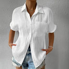 Everly - Women’s Relaxed Fit Short Sleeve Textured Blouse