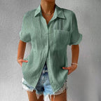 Everly - Women’s Relaxed Fit Short Sleeve Textured Blouse