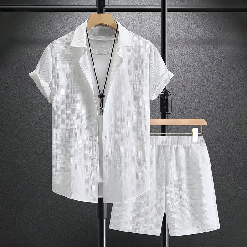 Felix - Men’s Stylish Open-Collar Shirt and Short Set