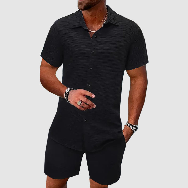 Felix - Men’s Stylish Open-Collar Shirt and Short Set