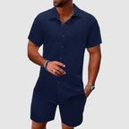 Felix - Men’s Stylish Open-Collar Shirt and Short Set