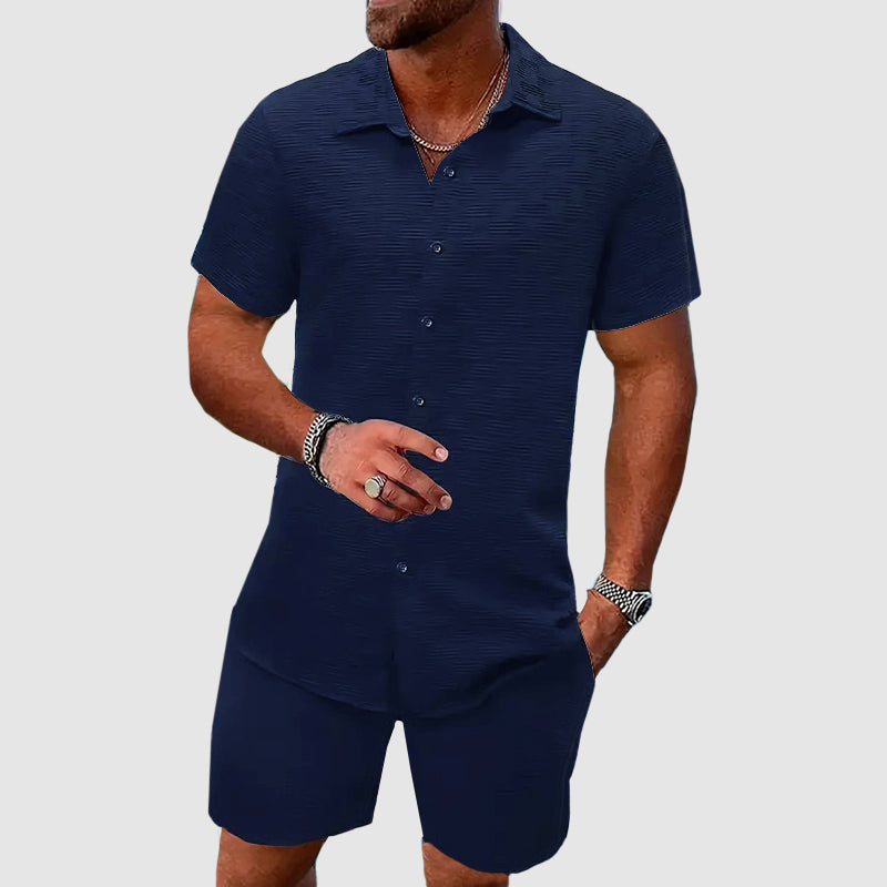 Felix - Men’s Stylish Open-Collar Shirt and Short Set