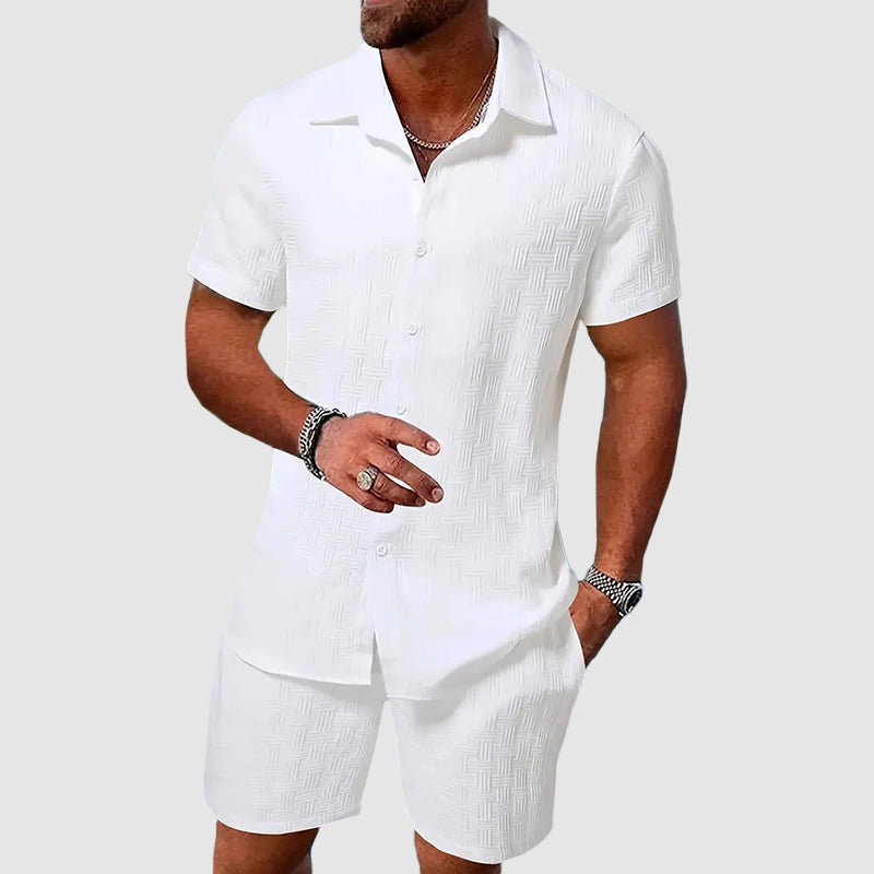 Felix - Men’s Stylish Open-Collar Shirt and Short Set