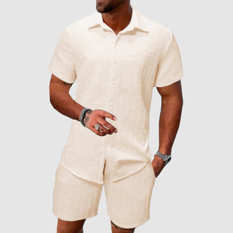 Felix - Men’s Stylish Open-Collar Shirt and Short Set