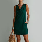 Fiona - Women's Sleeveless Cowl Neck Mini Dress