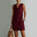 Fiona - Women's Sleeveless Cowl Neck Mini Dress