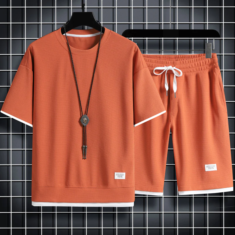 Frederick - Casual Textured T-Shirt and Shorts Duo