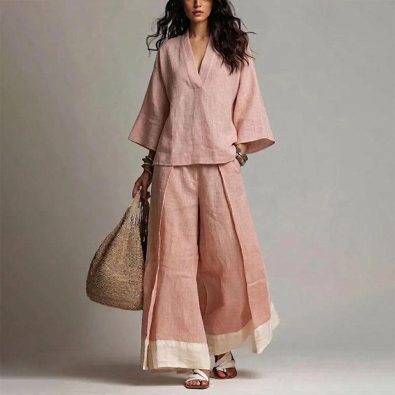 Grace - Women’s Flowy Linen Look Two-Piece Set