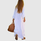 Hannah - Women's Long Sleeve Linen Look Maxi Dress