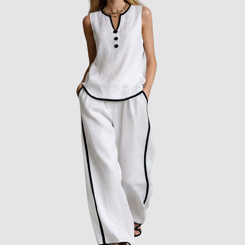 Hazel - Women’s Contrast Trim Sleeveless Set