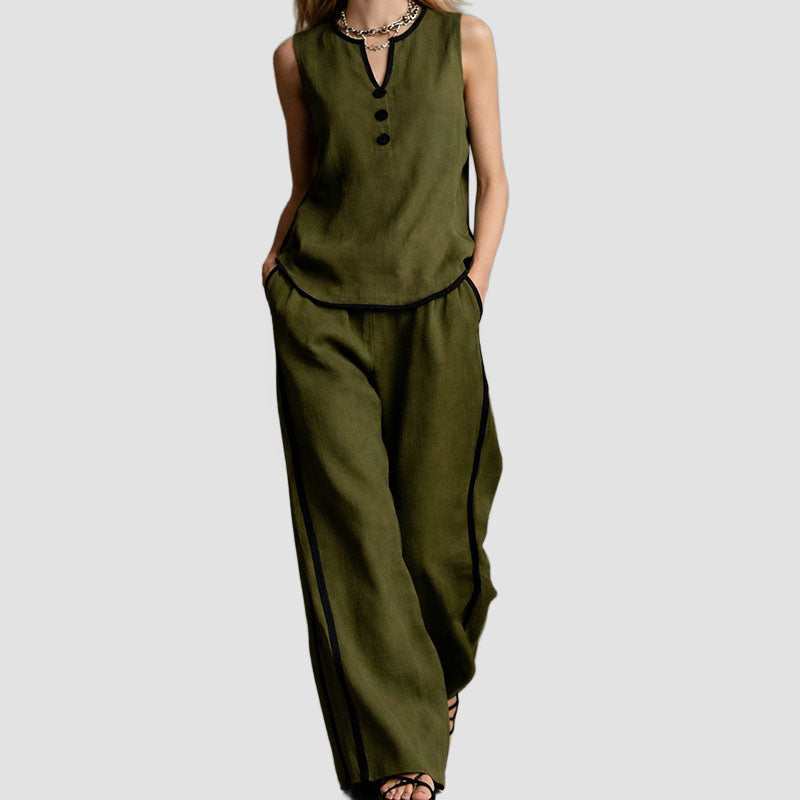 Hazel - Women’s Contrast Trim Sleeveless Set